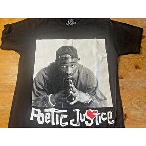 Tupac Shakur Poetic Justice T-Shirt Black Size Medium 2Pac Rap Hip-Hop Legend